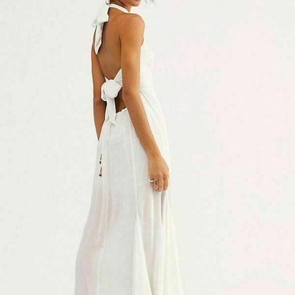 New Free People Zane Maxi Dress Sleeveless Halter - Picture 2 of 4
